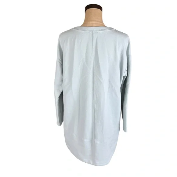 Eileen Fisher Organic Cotton Pastel blue high low sweater SZ M - Picture 3 of 9